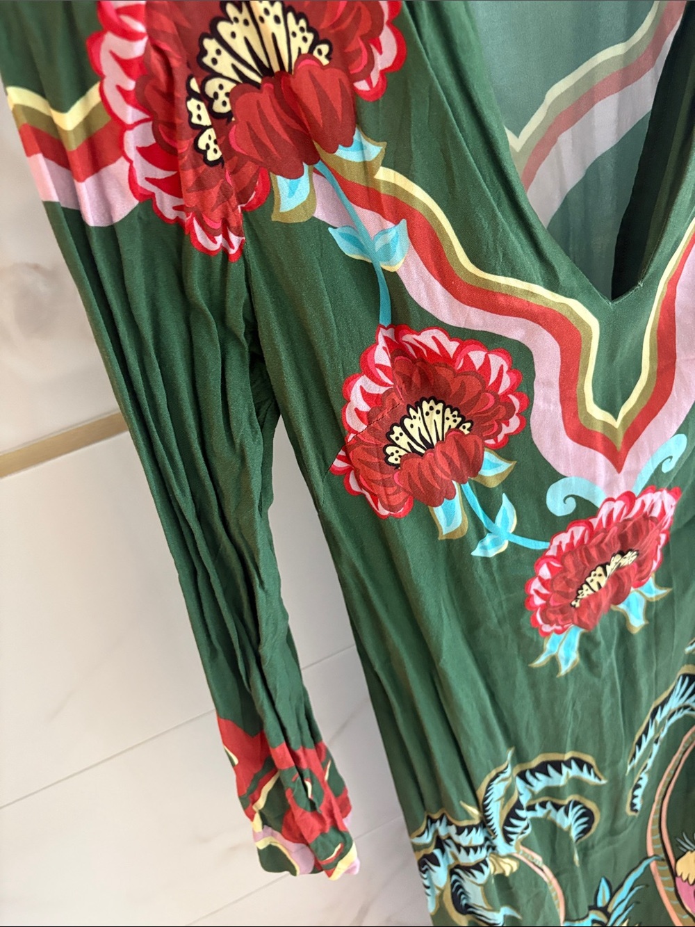 FARM Rio Green Maxi Dress with Red Floral & Blue Accents - Picture 5 of 6